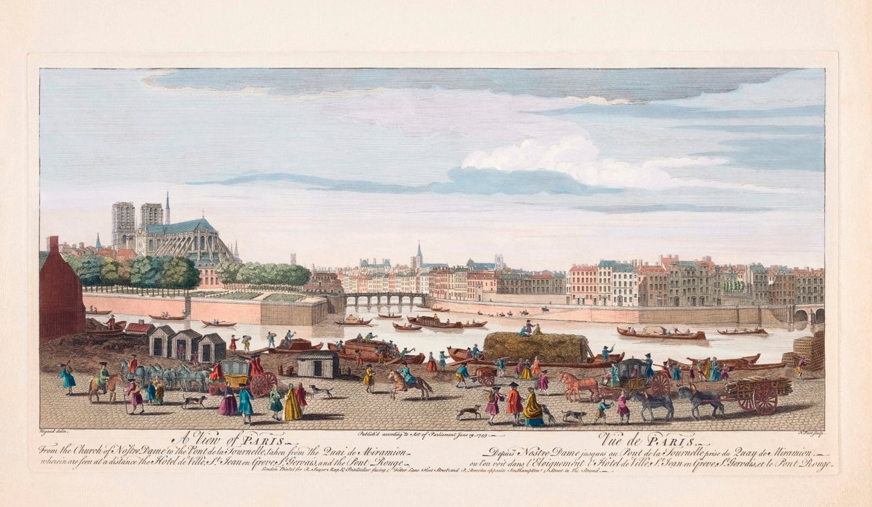 1700-tallsutsikt over Paris, Frankrike (gravering) av Nathaniel Parr