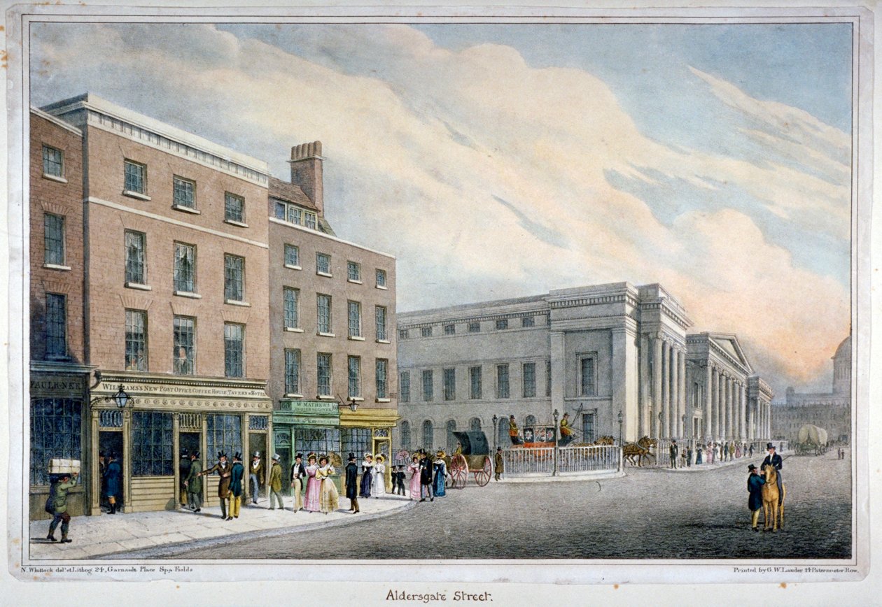 Aldersgate Street, City of London, c1830 av Nathaniel Whittock
