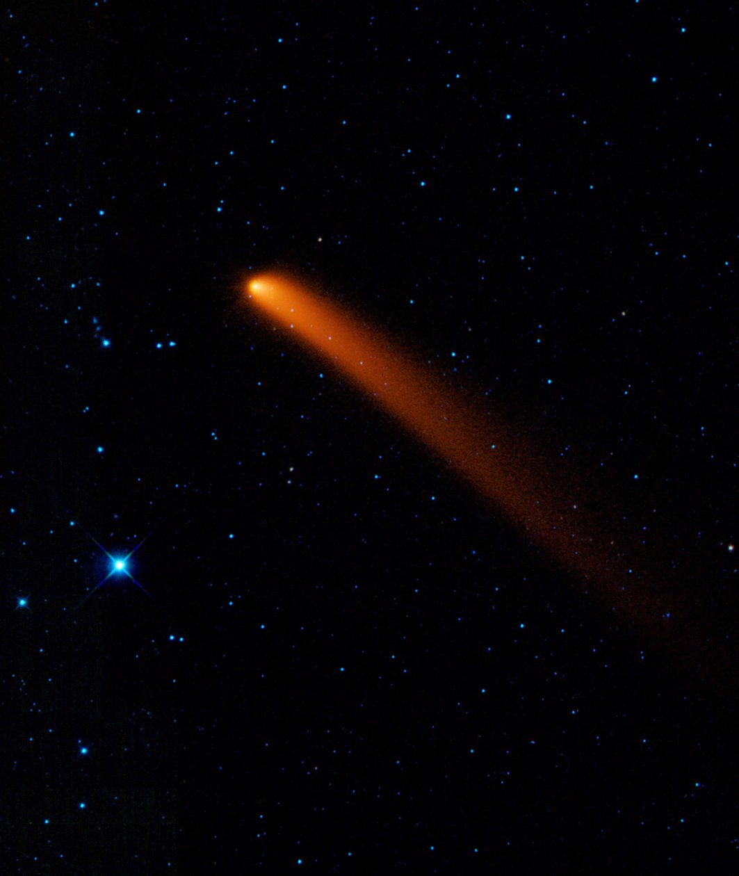 Infrarødt bilde av Comet Siding Spring (C2007 Q3) oppdaget i 2007 av observatører i Australia. Kreditt NASA. Vitenskap astronomi av National Aeronautics and Space Administration National Aeronautics and Space Administration