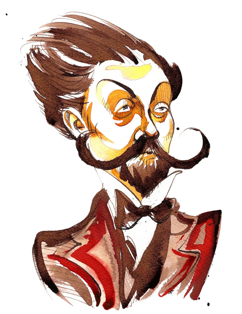 Alexander Skrjabin (russisk komponist, 1872-1915) fargekarikatur av Neale Osborne