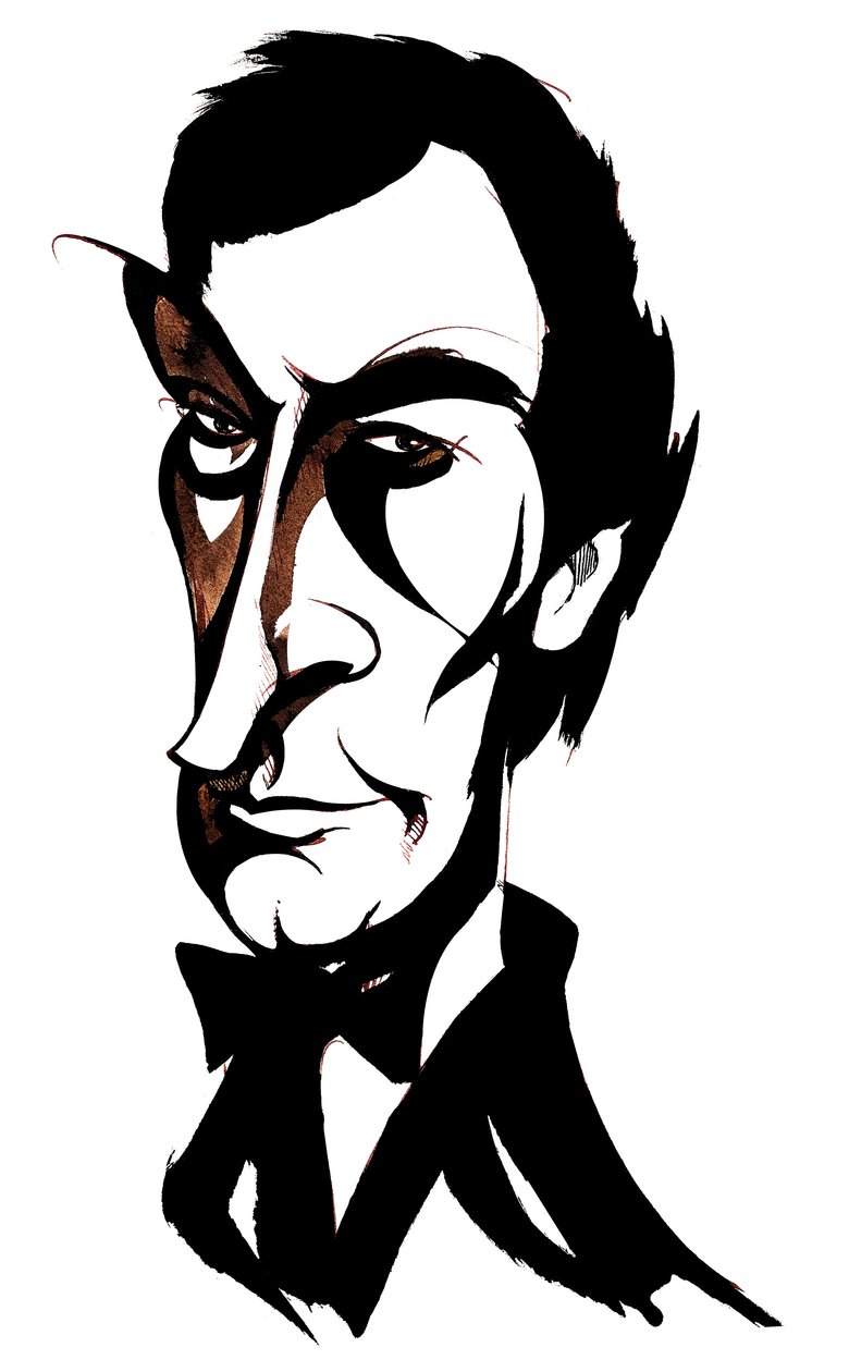 Den britiske skuespilleren Timothy Dalton (født 1946) som James Bond 007 av Neale Osborne