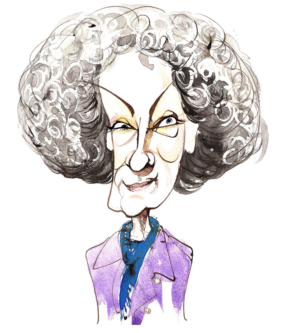 den kanadiske forfatteren og poeten Margaret Atwood (født 1939); karikatur av Neale Osborne