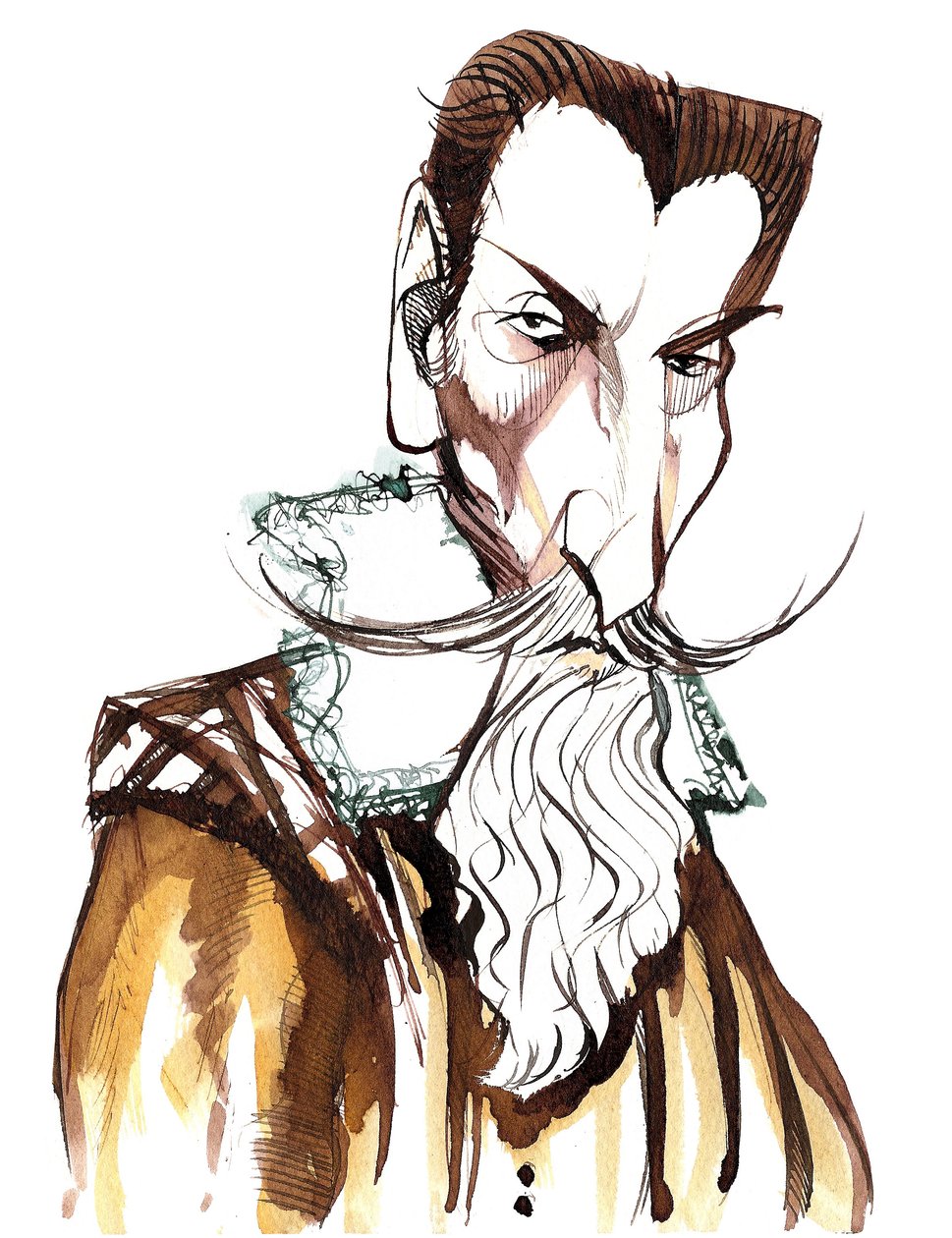Claudio Monteverdi (1567 - 1643) italiensk komponist, gambist, sanger og romersk-katolsk prest, karikatur av Neale Osborne