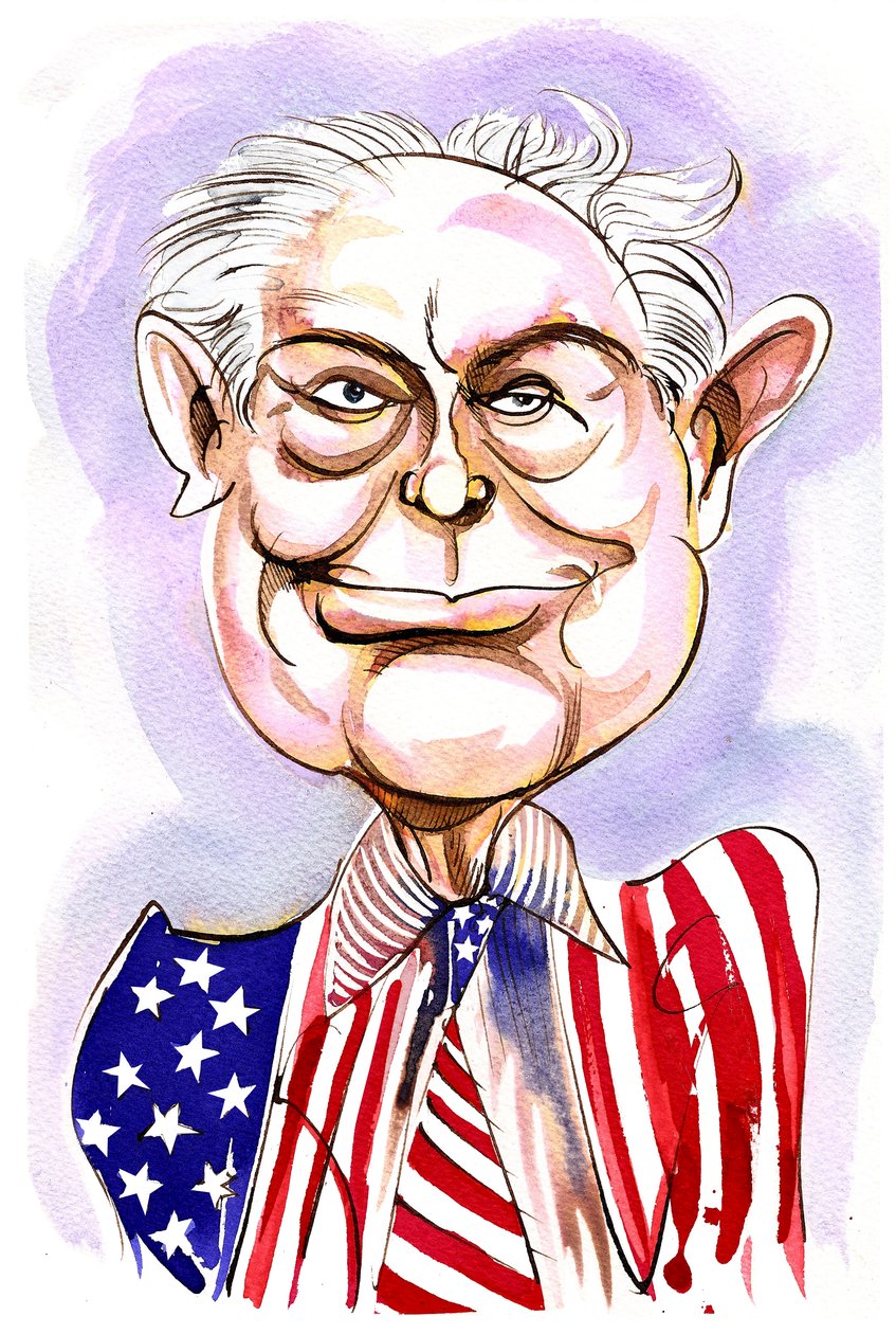 Elliott Carter - karikatur av Neale Osborne