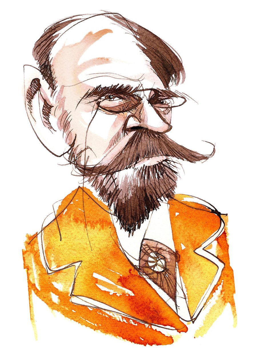 den franske forfatteren Emile Zola (1840-1902); karikatur av Neale Osborne