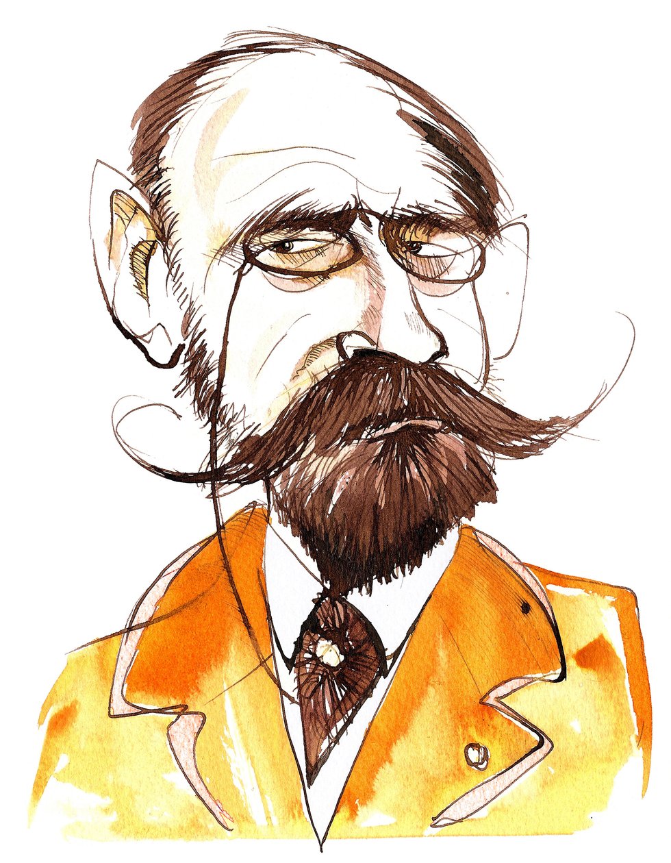 den franske forfatteren Emile Zola (1840-1902); karikatur av Neale Osborne