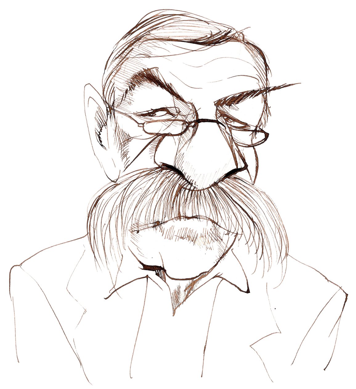 Günter Grass, tysk romanforfatter, poet, dramatiker og kunstner; karikatur av Neale Osborne