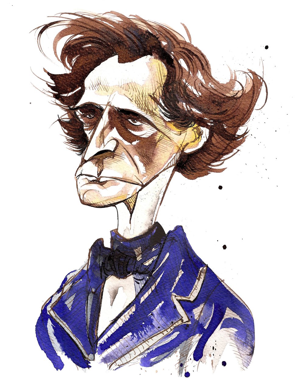 Hector Berlioz (fransk komponist, 1803-69) fargekarikatur av Neale Osborne