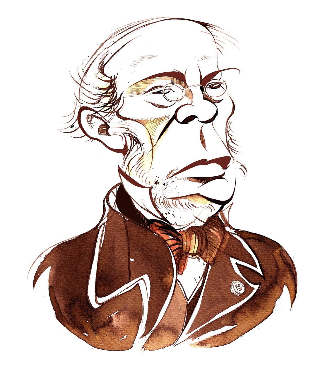 Jacques Fromental Halévy - sepia-karikatur av Neale Osborne