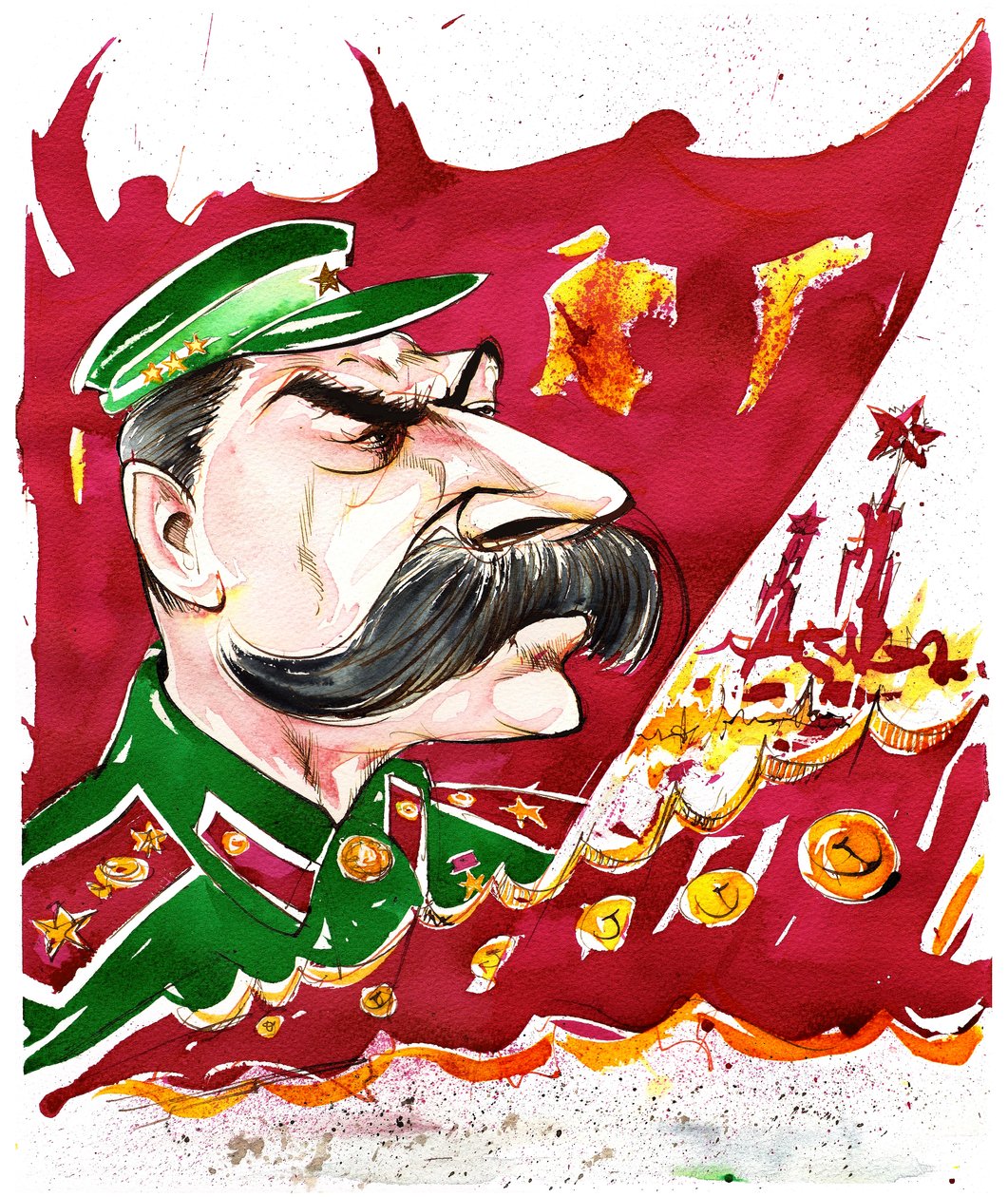 Joseph Stalin - fargekarikatur av Neale Osborne