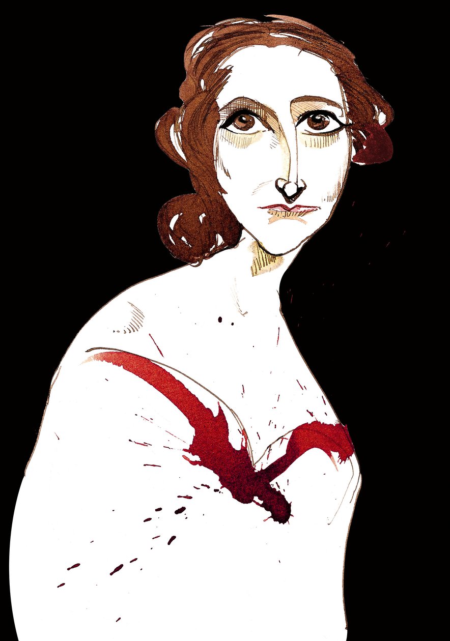 Mary Wollstonecraft Shelley - fargekarikatur av Neale Osborne