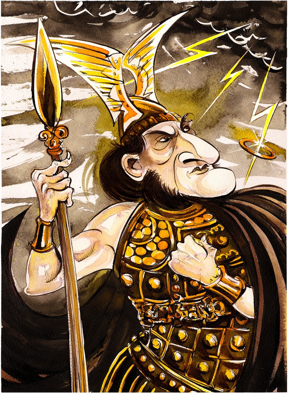 Richard Wagner som Wotan - karikatur som gudenes hersker i operasyklusen The Ring of the Nibelung (1876) av Neale Osborne
