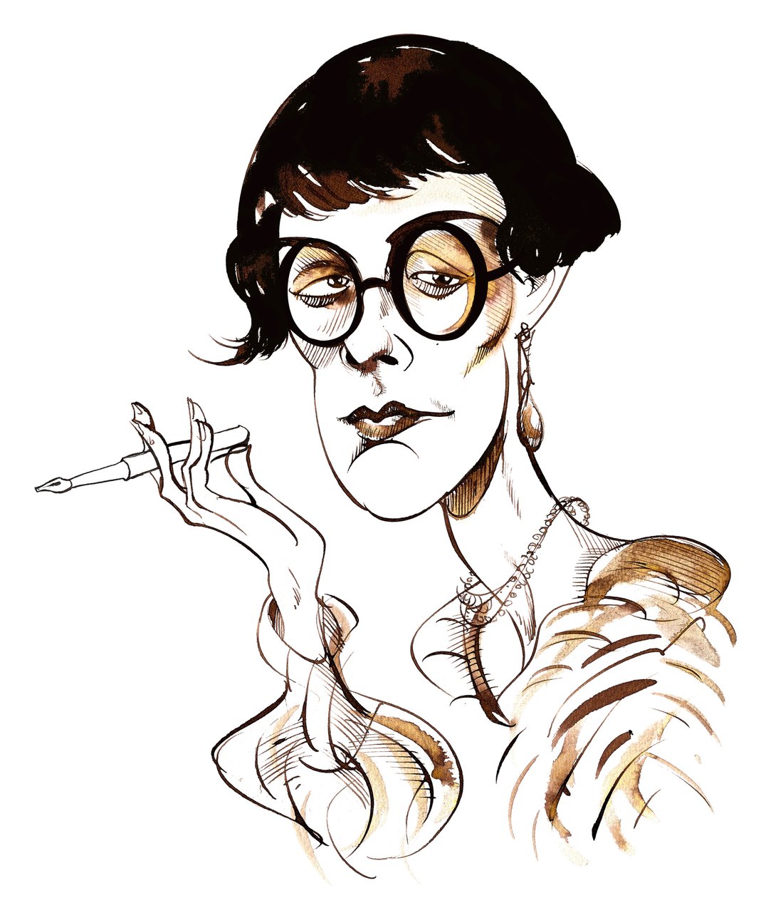 Sylvia Townsend Warner - karikaturholdepenn av Neale Osborne