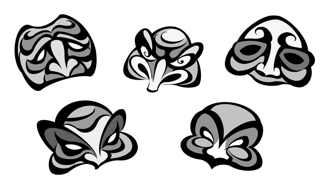 Commedia dell'Arte masker, 2023 (digital) av Neale Osborne