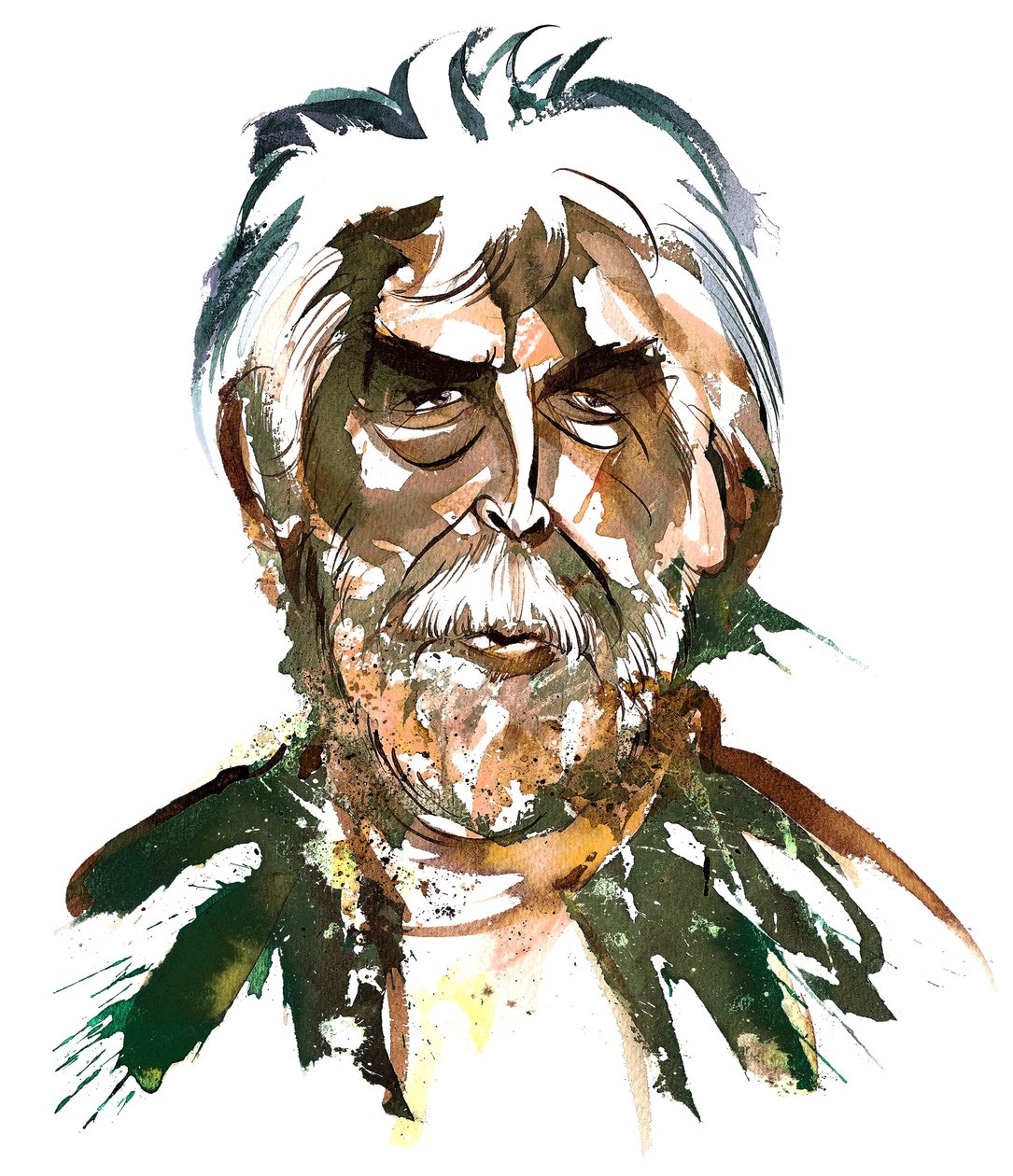 Sir Harrison Birtwistle - fargekarikatur av Neale Osborne