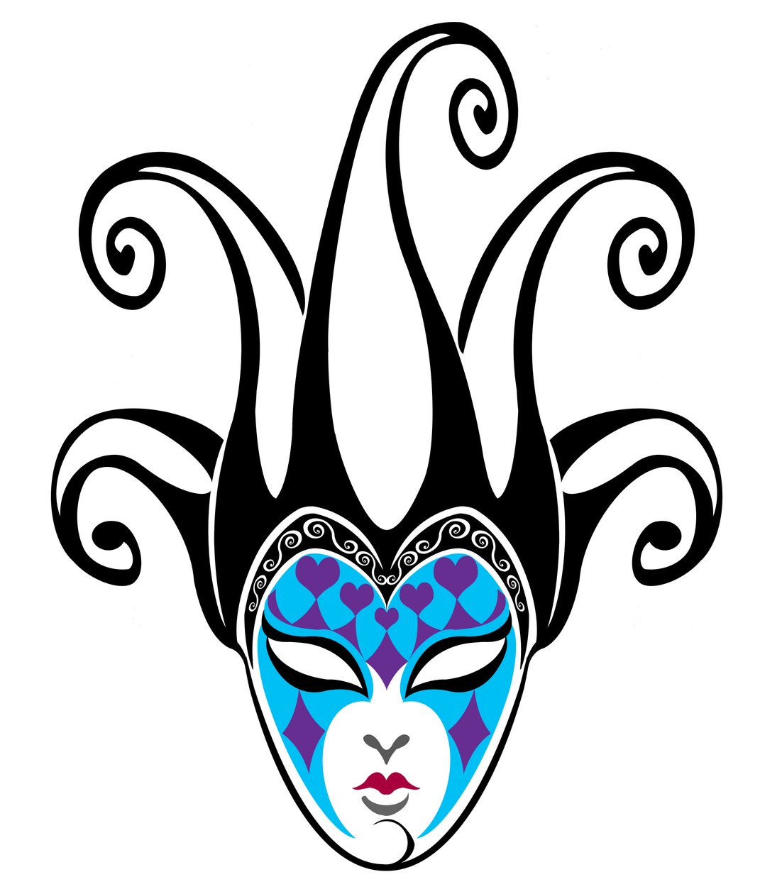 kvinnelig Jester-maske, 2023 (digital) av Neale Osborne