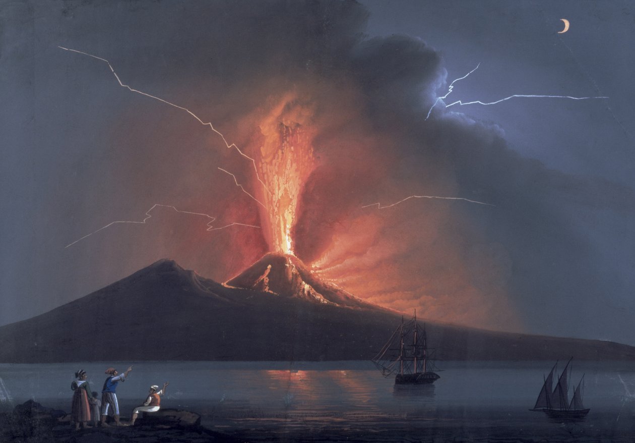 Napoli: Vesuv erupting, 22. oktober 1822 (gouache) av Neapolitan School