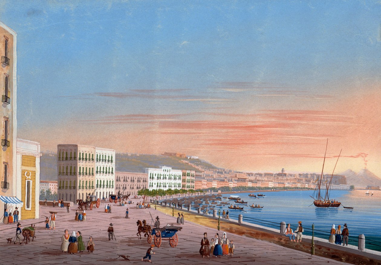 Utsikt over Napoli fra Posillipo (gouache) av Neapolitan School