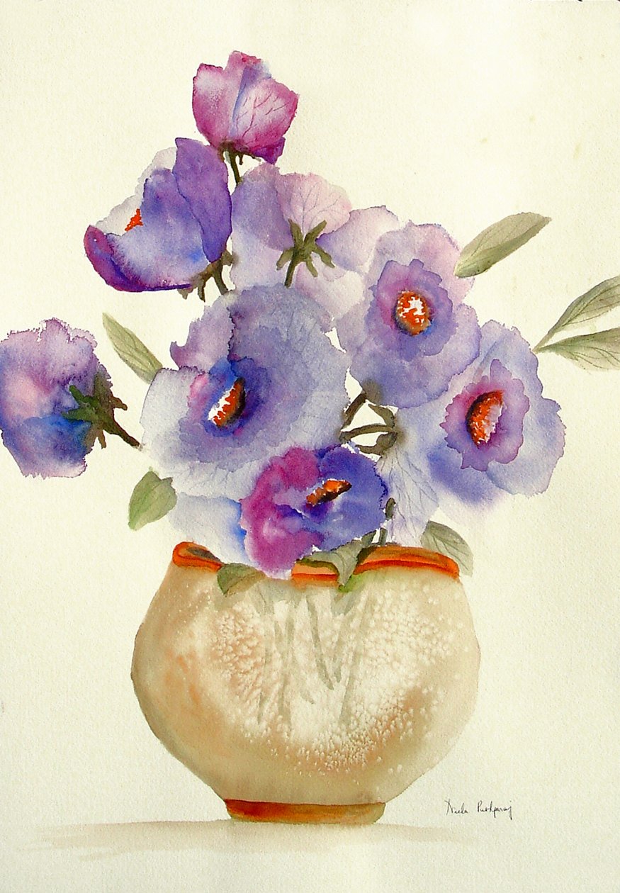 Lilla anemoner i en vase av Neela Pushparaj
