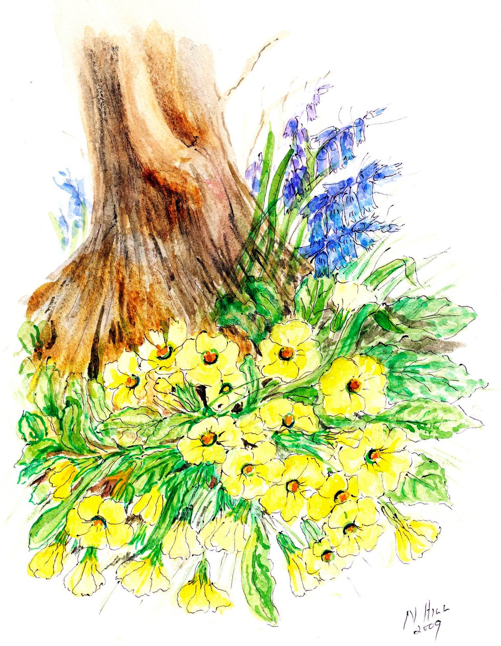 Spring Woodland (wc på papir) av Nell Hill