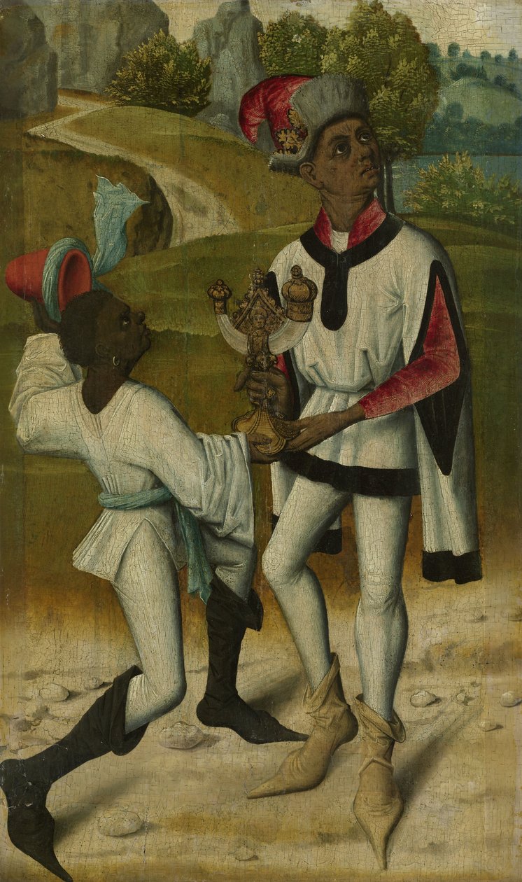 Balthazar, en av de tre magi, med en tjener, ca. 1480-90 av Netherlandish School