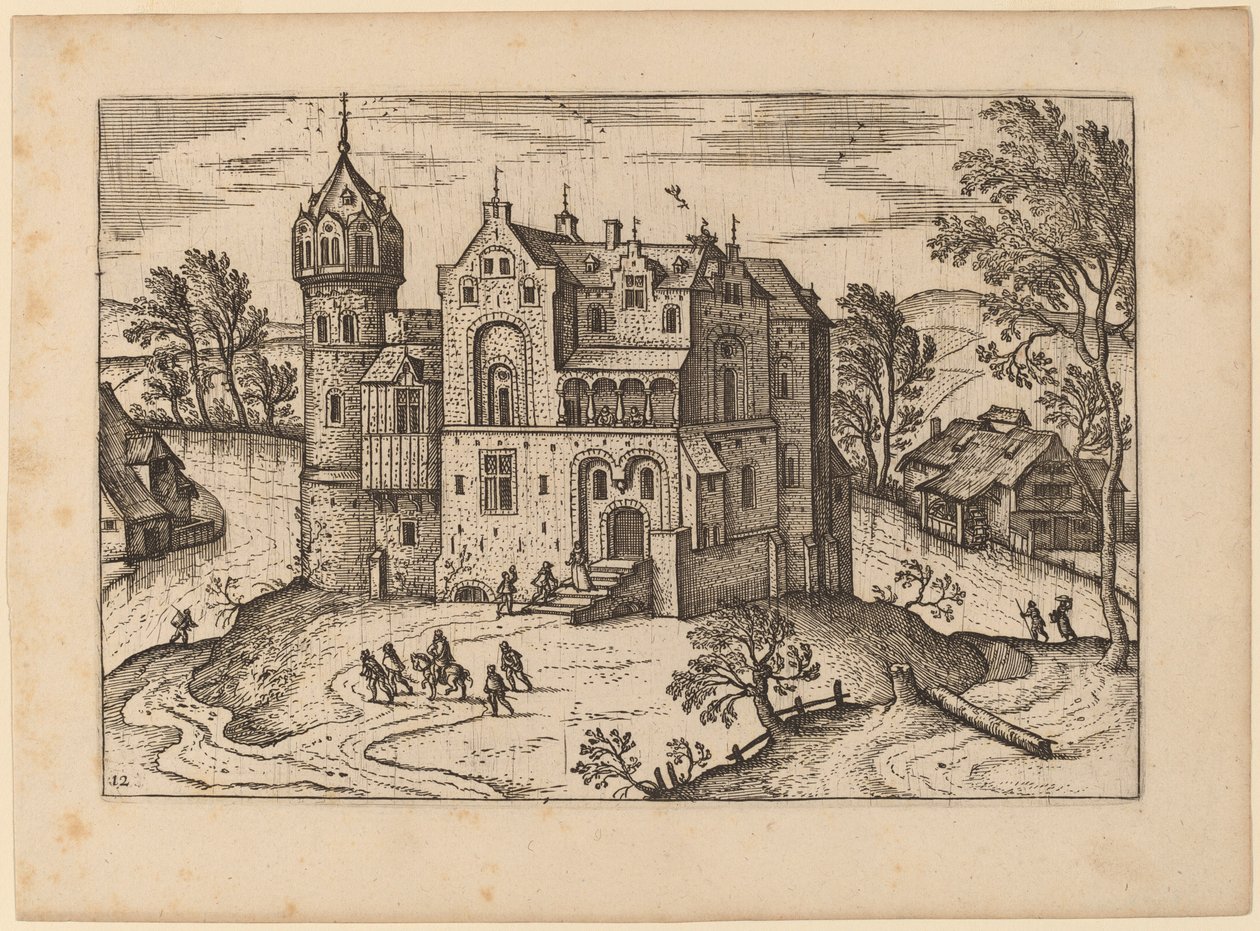 Slott ved en elv av Netherlandish 16th Century