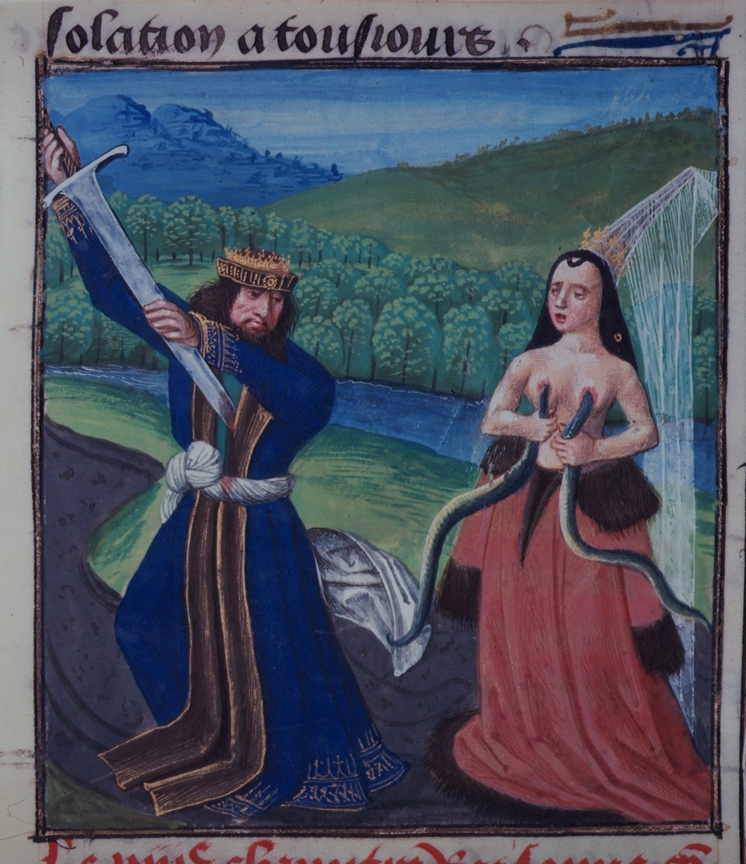 Anthony og Cleopatras død, ca. 1470 (vellum) av Netherlandish School