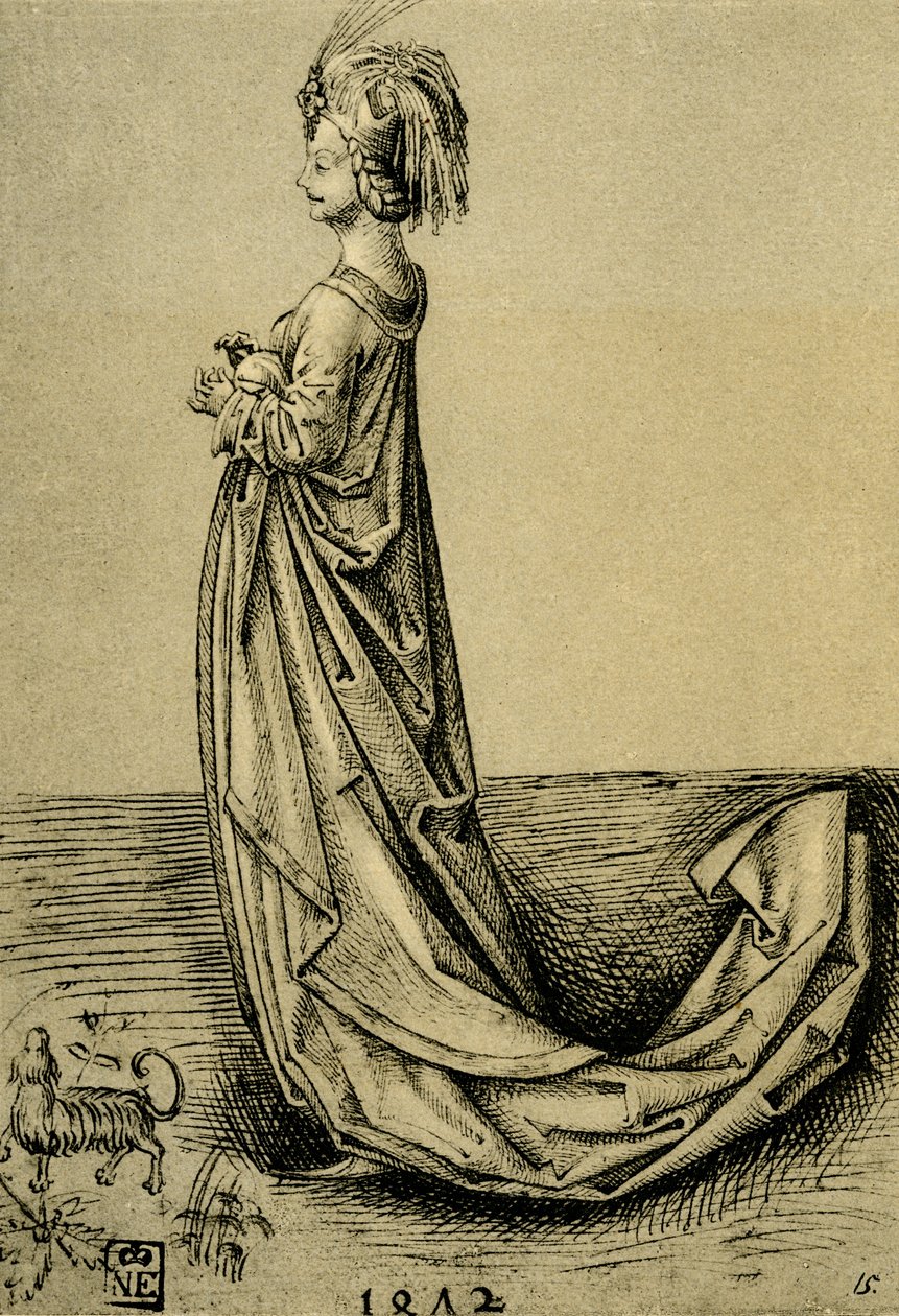 Edel dame av Netherlandish School