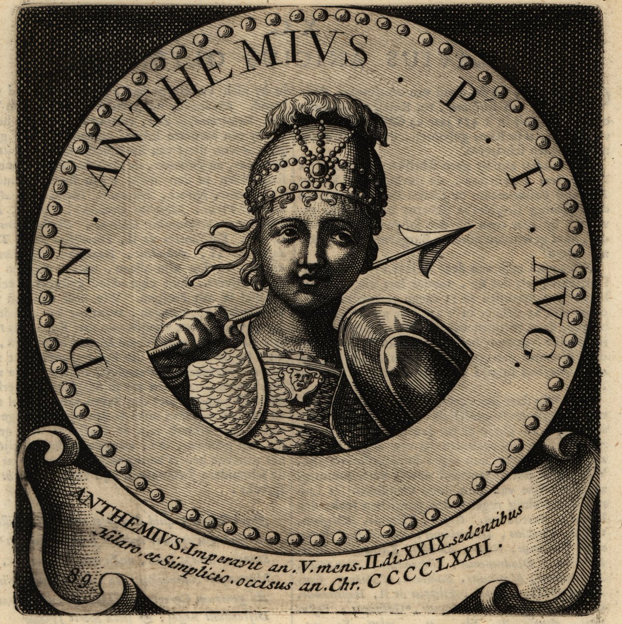 Portrett av den romerske keiseren Anthemius. av Netherlandish School