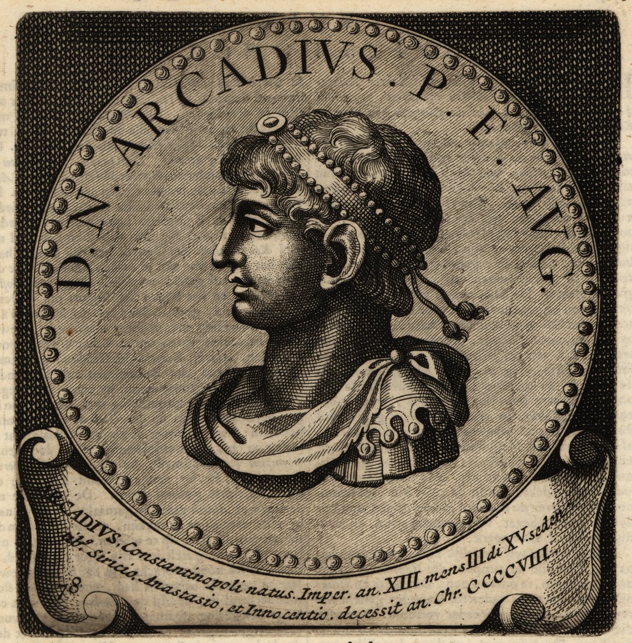 Portrett av den romerske keiseren Arcadius. av Netherlandish School