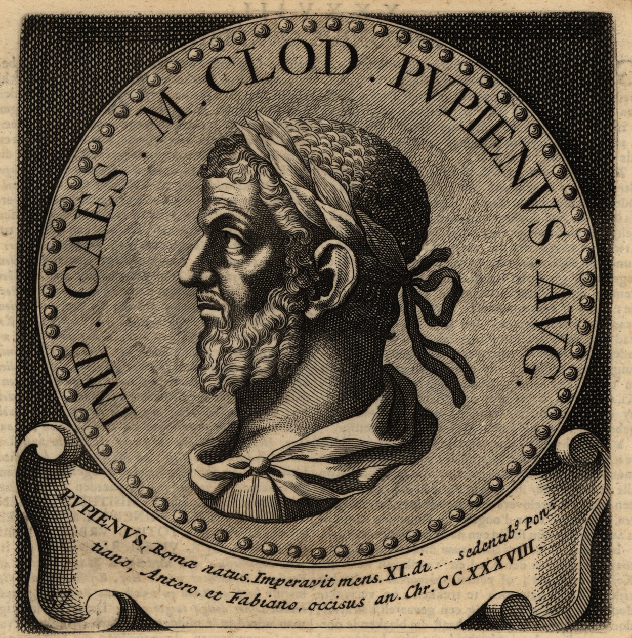 Portrett av den romerske keiseren Pupienus. av Netherlandish School
