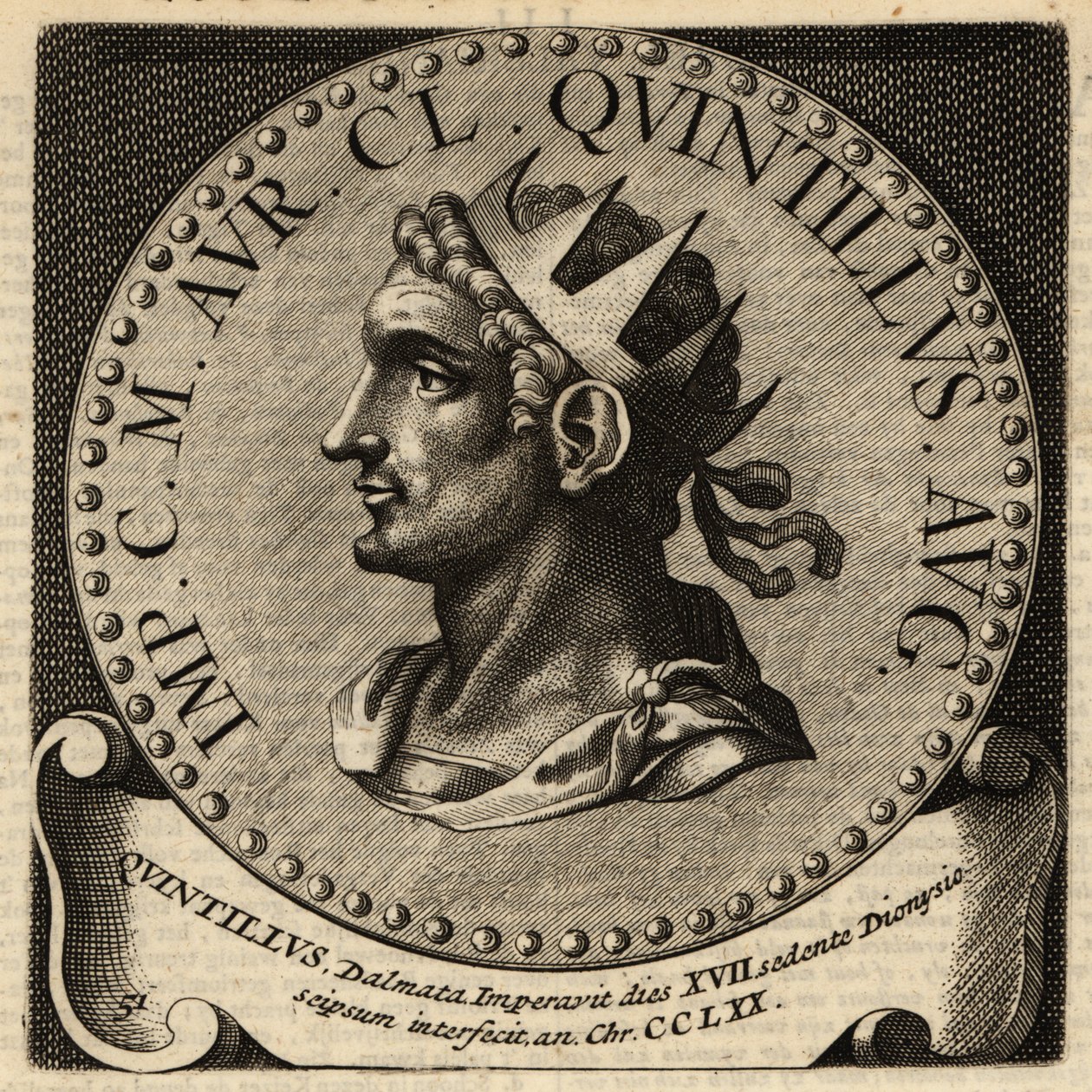 Portrett av den romerske keiseren Quintillus. av Netherlandish School