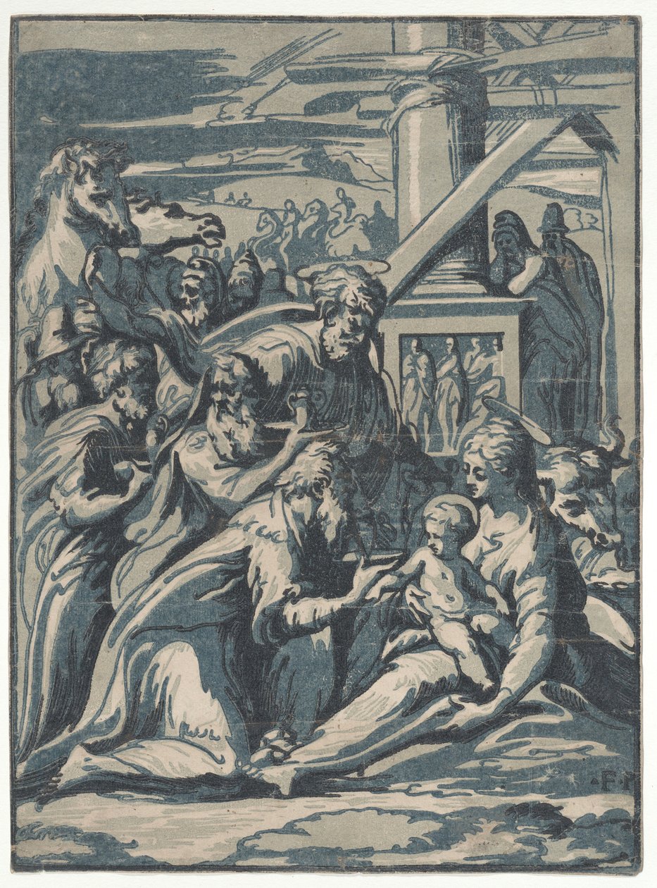 Tilbedelse av vismennene, 1540-50., 1540-50. av Niccolo Vicentino