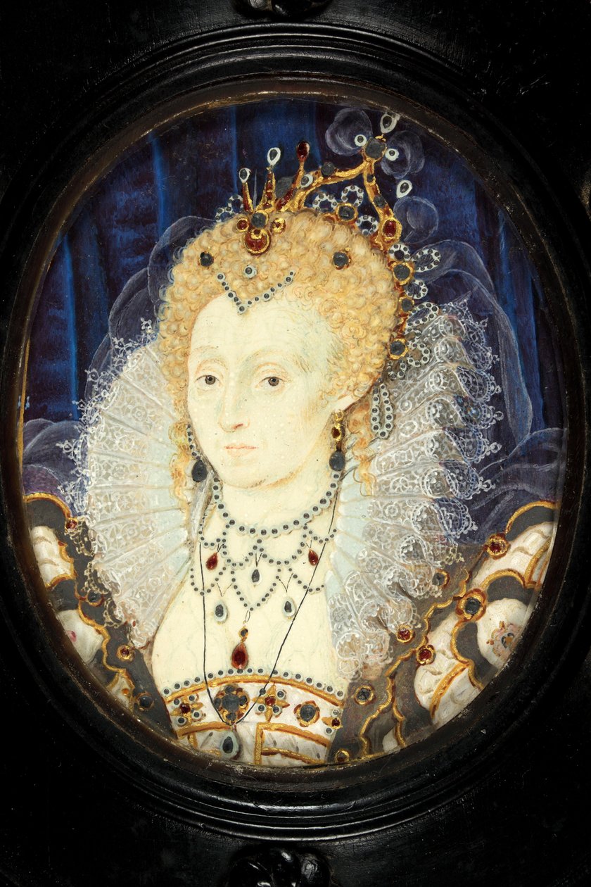 Dronning Elizabeth I, ca. 1590 (wc på vellum) av Nicholas Hilliard