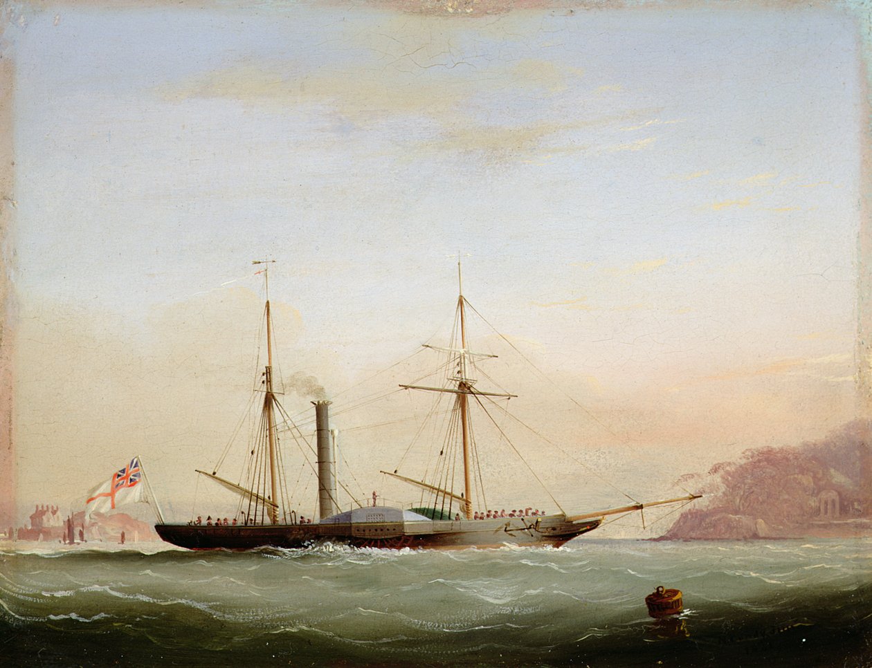 Paddle Steamer i Plymouth Sound utenfor Mount Edgecombe, 1841 av Nicholas Matthews Condy