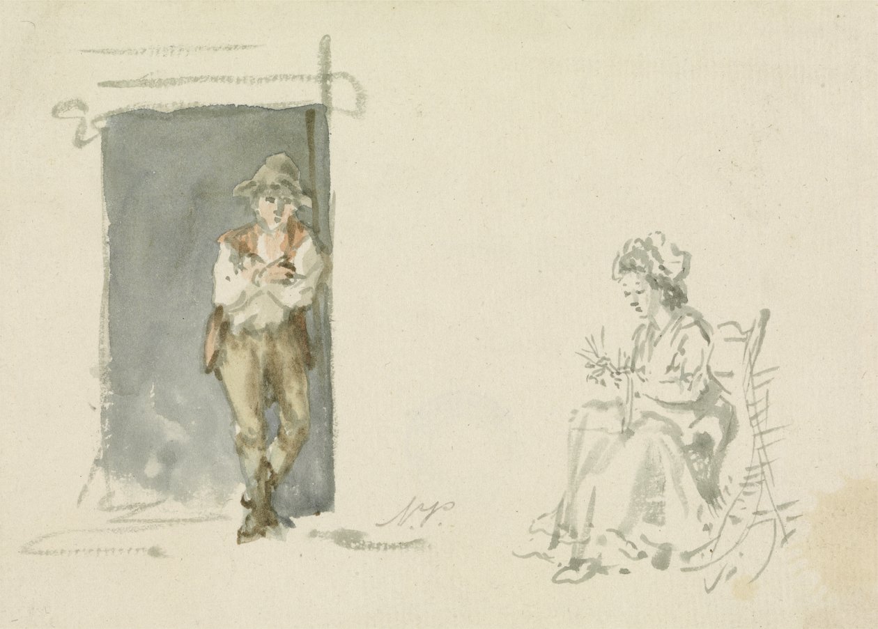 Figurstudier, gutt stående (wc på papir) av Nicholas Pocock