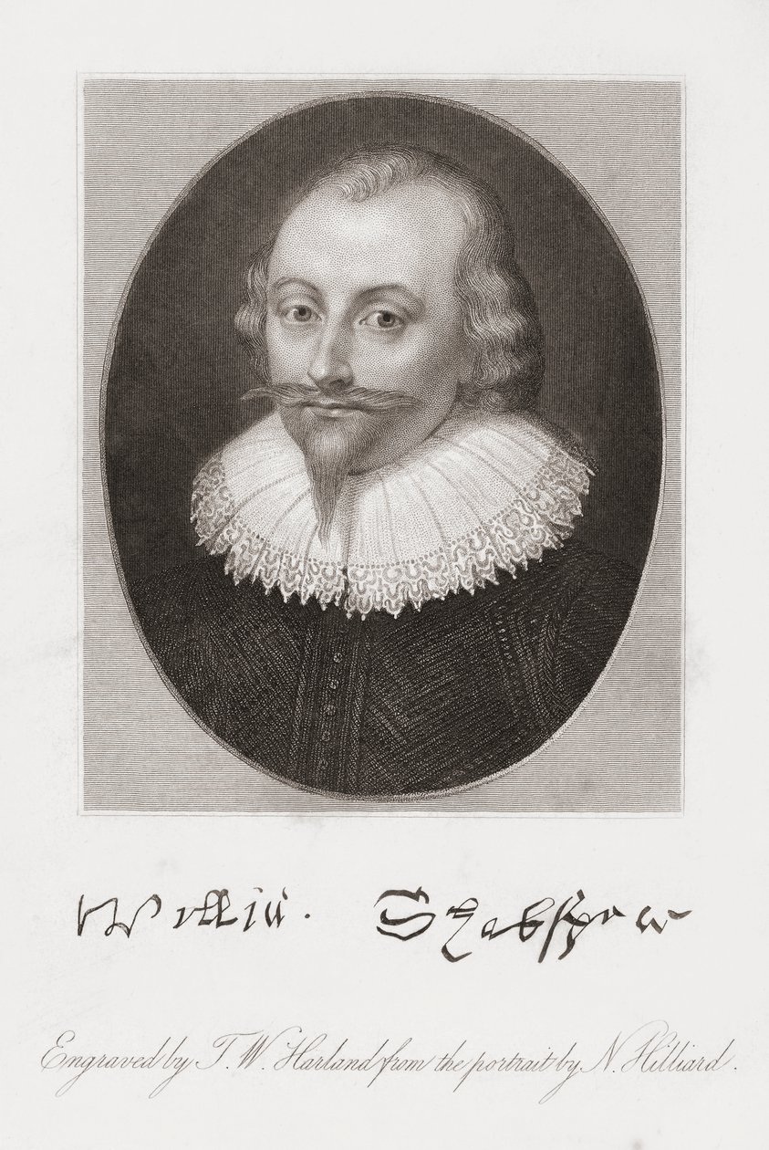 William Shakespeare. Portrett av Hilliard. av Nicholas (after) Hilliard