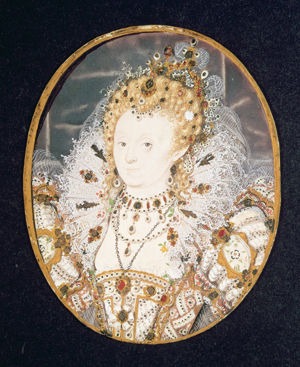 Dronning Elizabeth I, ca. 1595-1600 (wc på vellum) av Nicholas Hilliard