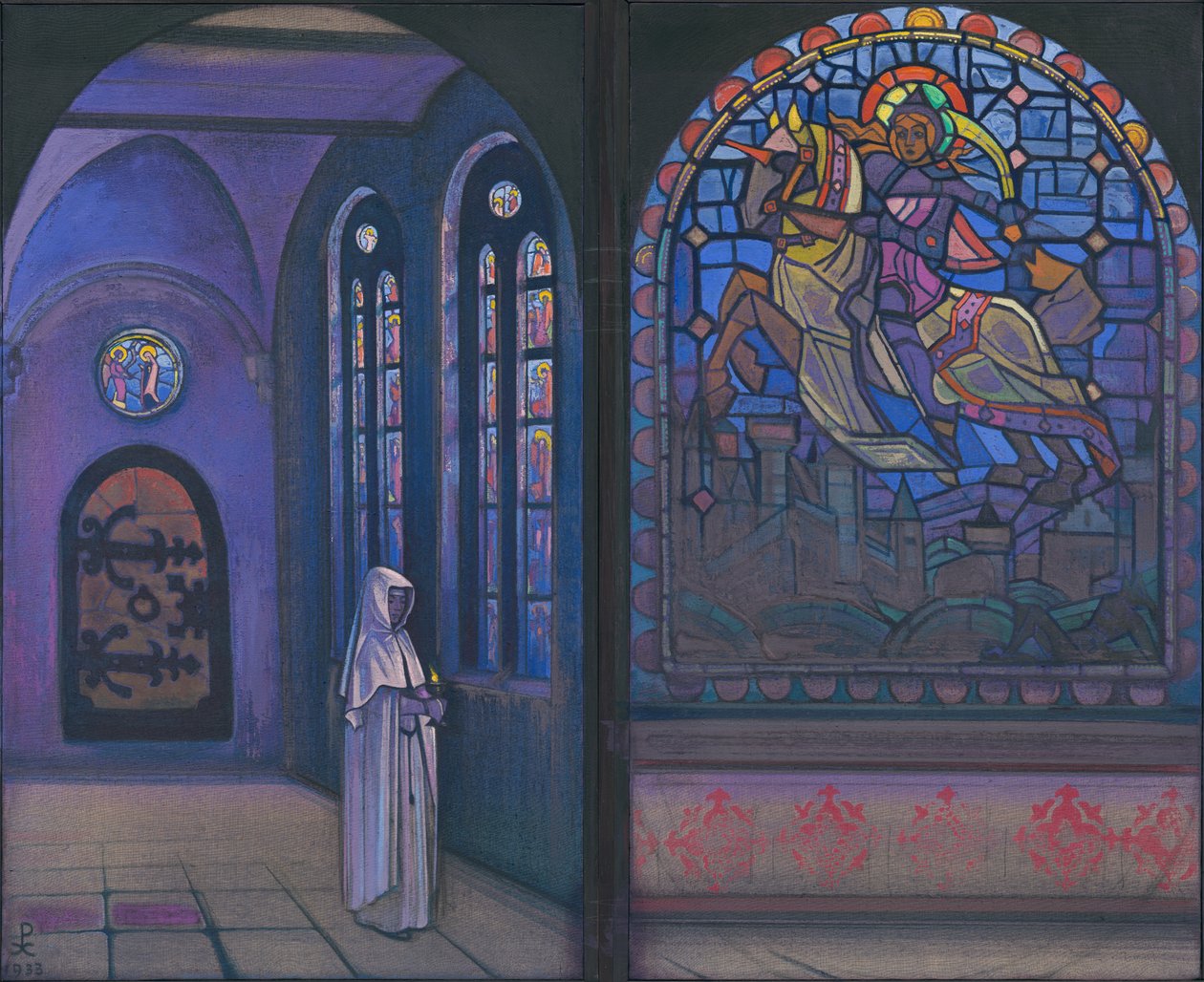 Glory to the Hero, diptych, 1933 av Nicholas Roerich