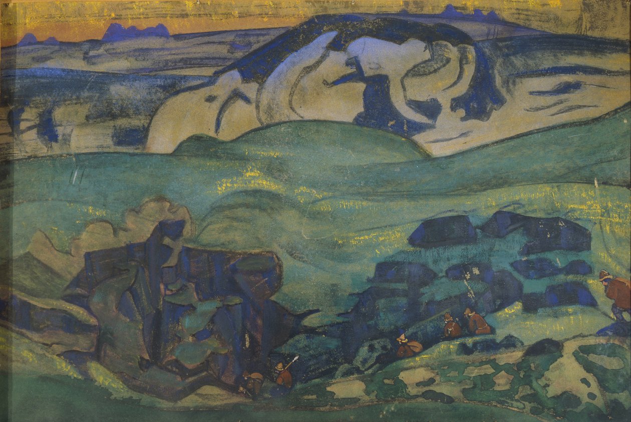 Tchud-stammen gikk under jorden, 1913 av Nikolai Konstantinowitsch Roerich