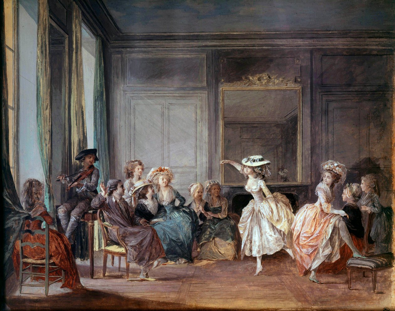 Dansetimen. Gouache av Niclas II Lafrensen