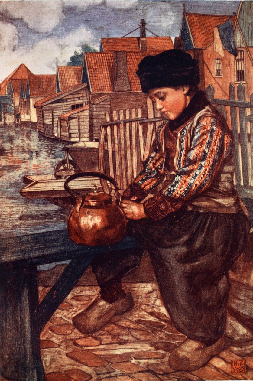 A Boy Cleaning Kettle, 1904 av Nico Jungman