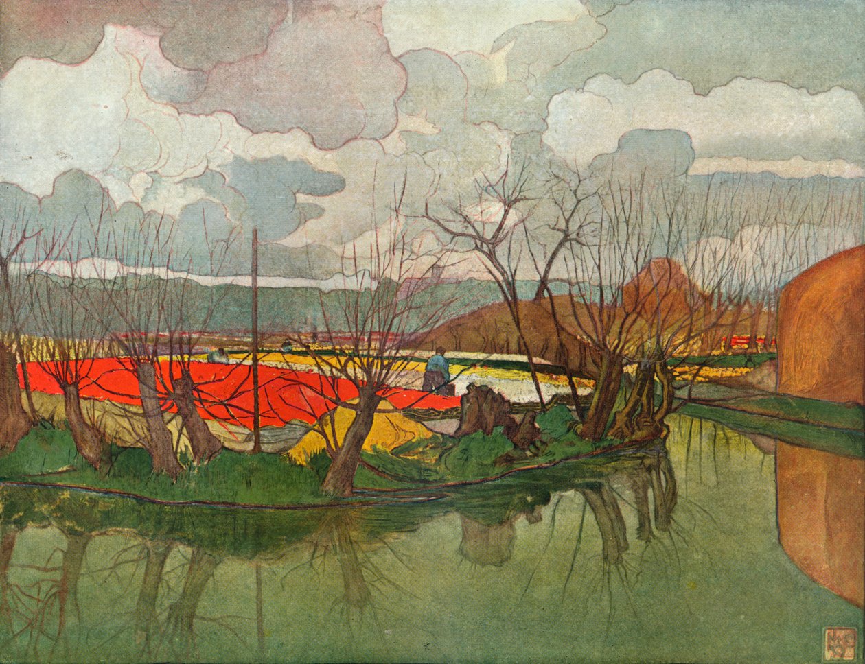 En tulipanfarm i Holland, c1898 av Nicolaas Wilhelm Jungmann
