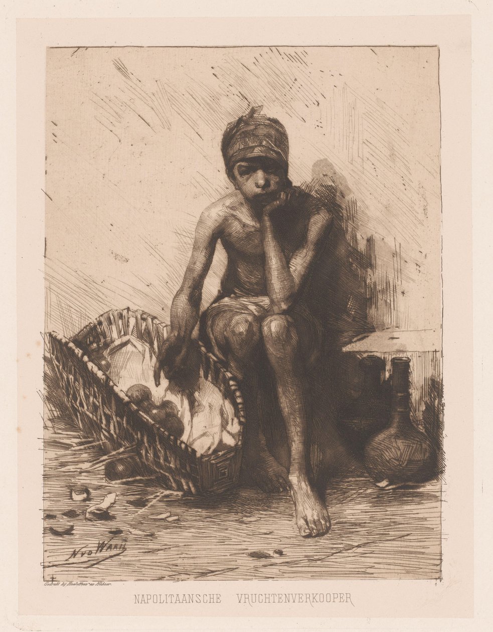fruktselger Napolitansk fruktselger (tittel på objekt) av Nicolaas van der Waay