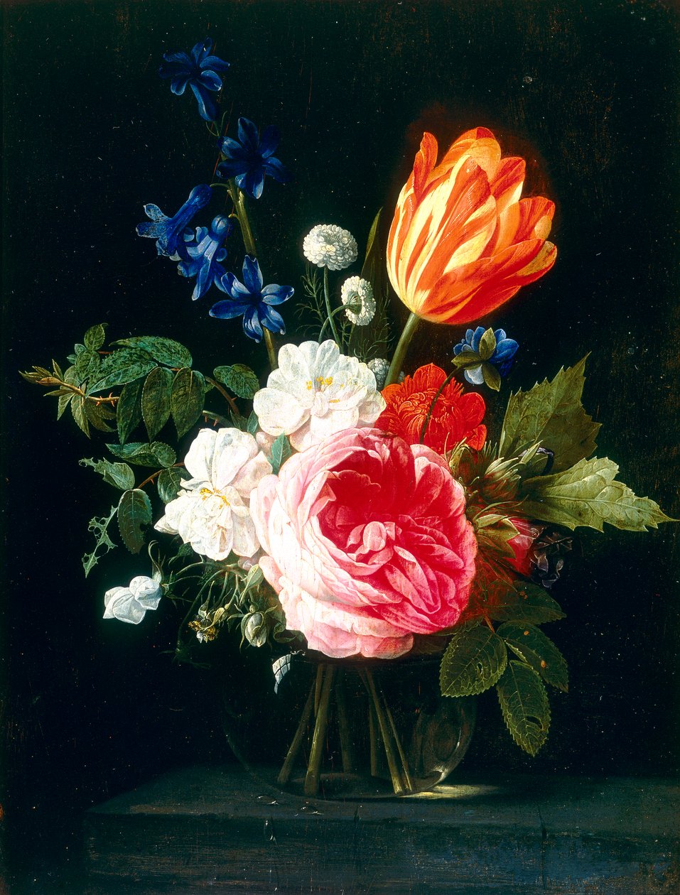 Metallvase med en haug med blomster av Nicolaes van Veerendael