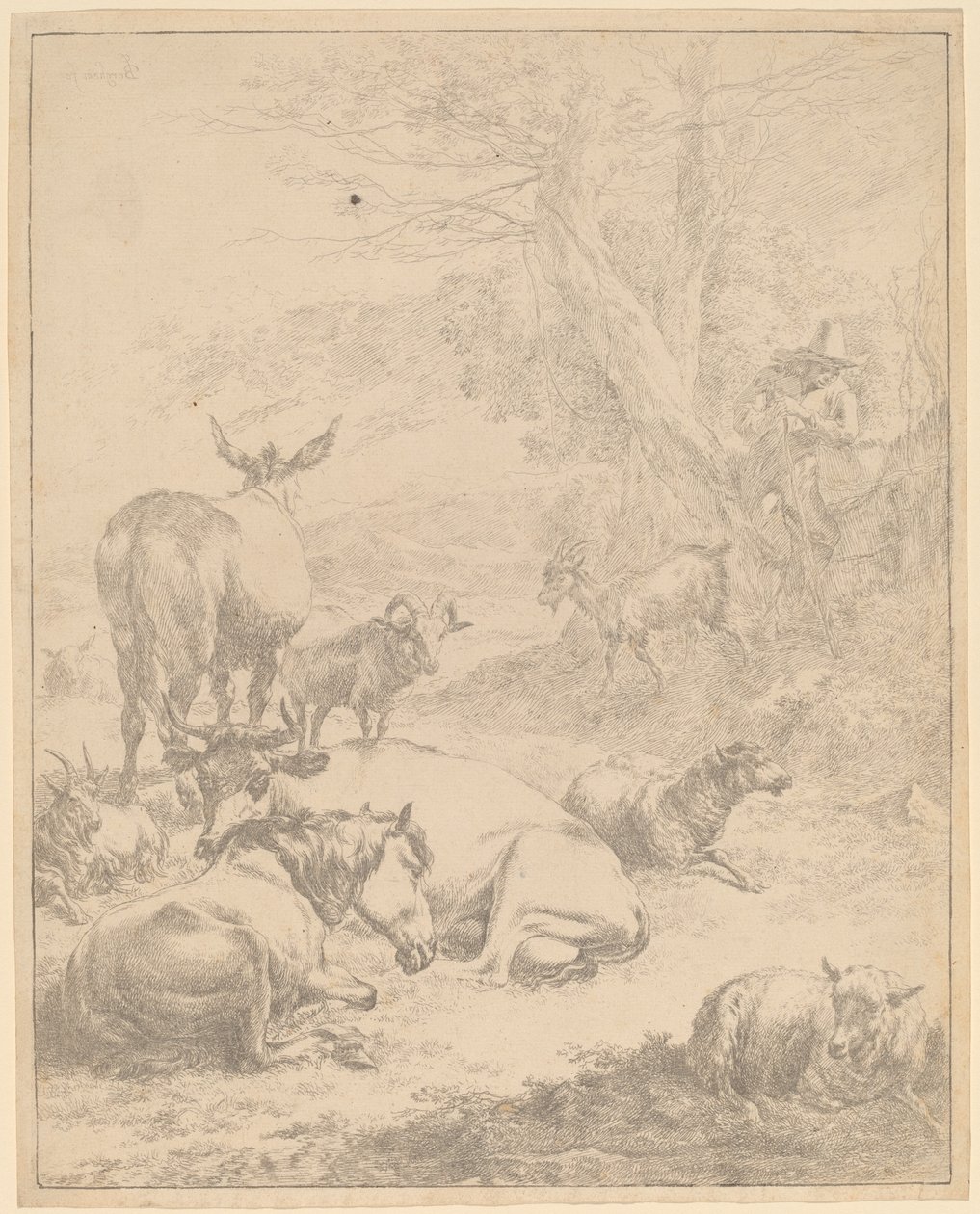 Hvilende flokk. av Nicolaes Berchem