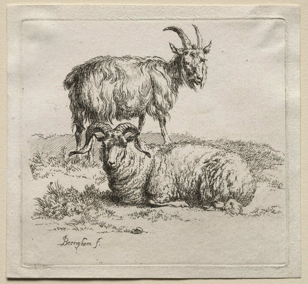 Vær og geit. av Nicolaes Pietersz. Berchem