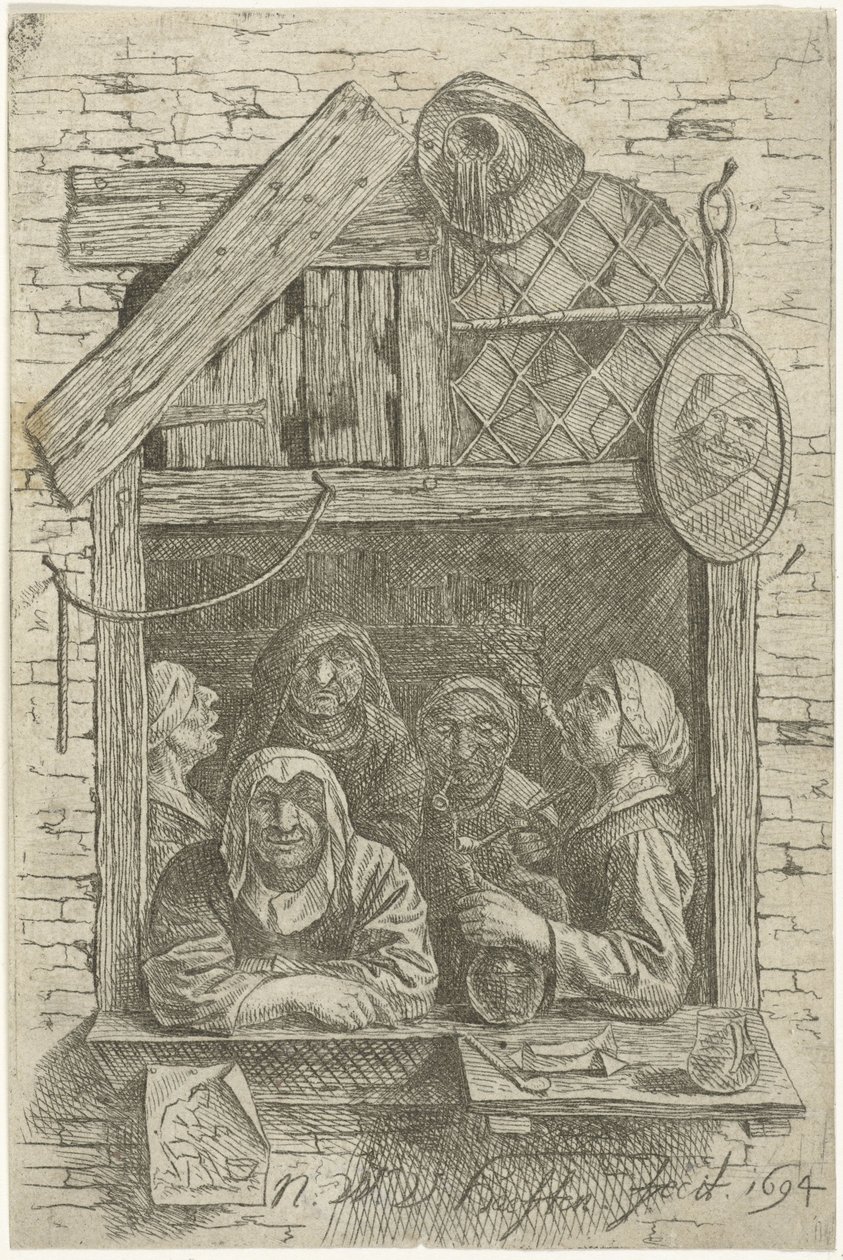 Fem kvinner i et vindu av Nicolaes van Haeften