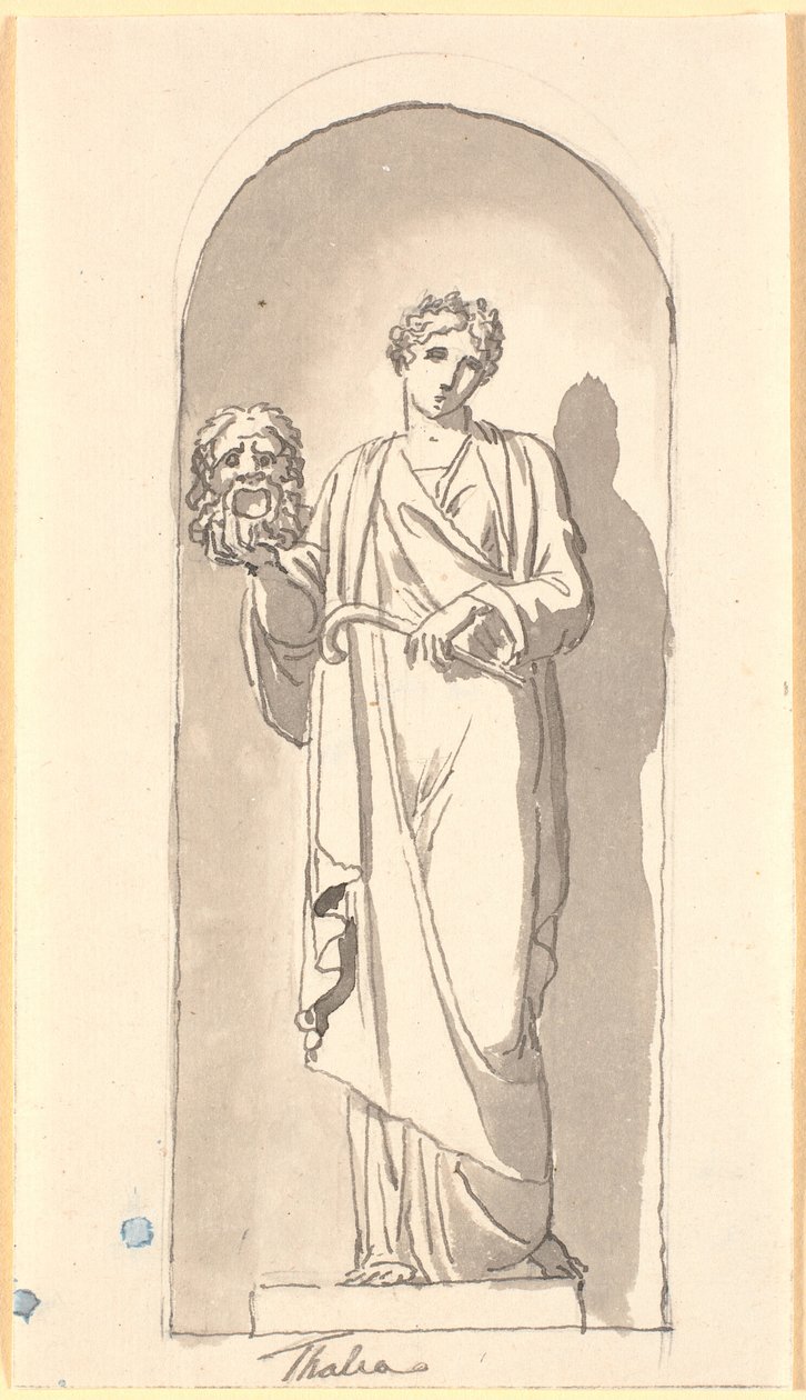 Thalia som en statue i en nisje av Nicolai Abildgaard