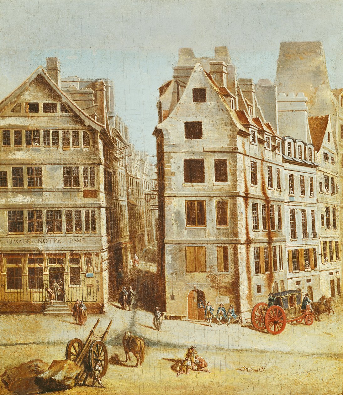 Cabaret a l'Image de Notre Dame, på Place de Greve ved åpningen av Rue de la Mortellerie, 1751 av Nicolas Raguenet
